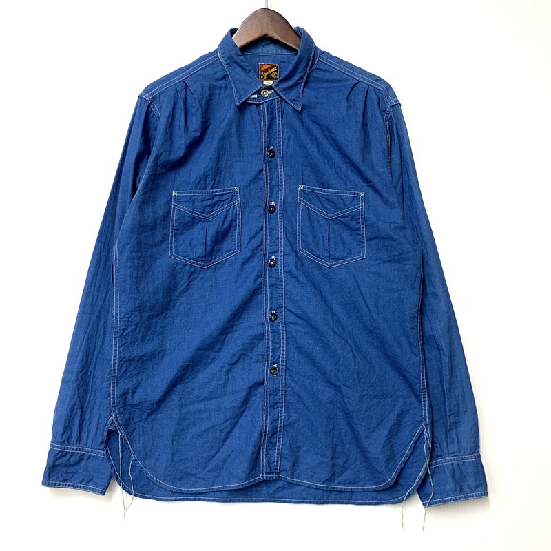 【中古品】【メンズ】  MISTER FREEDOM ミスターフリーダム × SUGAR CANE シュガーケーン USA製 LS WORK SHIRT ロング捩り 細工物 プルオーバー トップス 145-260605-kh-02-izu 大きさ：L 色合い：青色 未来永劫Net店