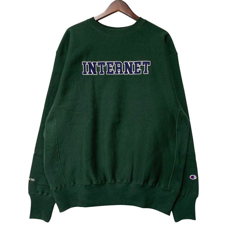 【中古美品】【メンズ】  MERCEDES ANCHOR メルセデスアンカー × CHAMPION はやりっ子 REVERSE WEAVE CREW SWEAT SHIRT C8-C027 リバースウィーブ 労働者の一団 流汗 142-260607-as-20-izu 大きさ：L 色つや：緑であること 生生世世Net店