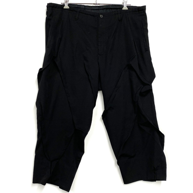 【中古品】【メンズ】 YOHJI YAMAMOTO POUR HOMME ヨウジヤマモトプールオム HM-P02-100 WOOL GABARDINE RANDOM TACK PANTS ウール ギャバジン タック パンツ 151-260617-kh-10-izu サイズ：2 カラー：ブラック 万代Net店｜万代Net店