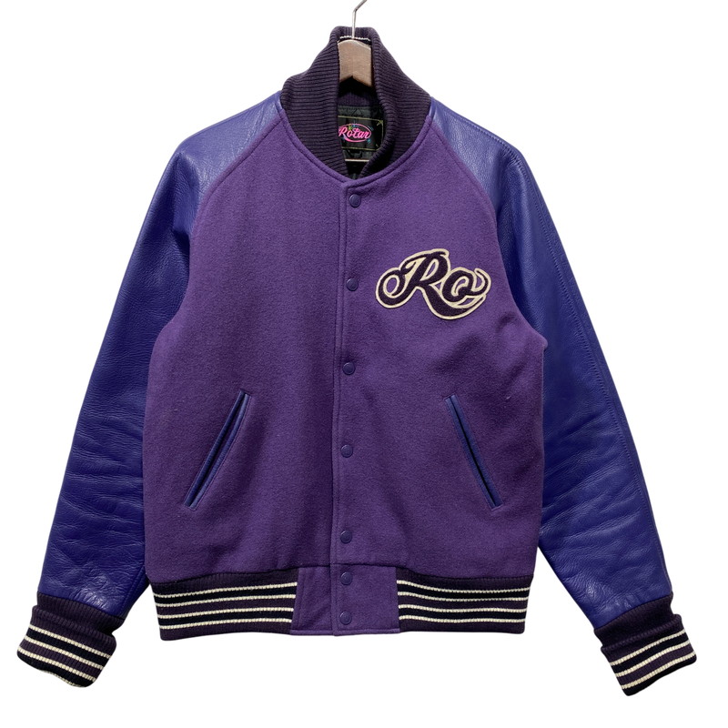 【中古品】【メンズ】 ROTAR ローター WOOL LEATHER STADIUM JACKET ウール レザー スタジアムジャケット スタジャン アウター 142-260623-as-10-izu サイズ：M カラー：パープル系 万代Net店｜万代Net店
