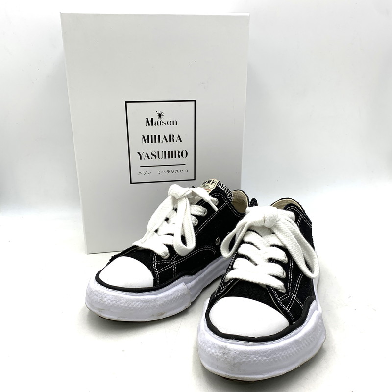 【中古品】【メンズ/レディース】 MAISON MIHARA YASUHIROメゾンミハラヤスヒロPETERSON ORIGINAL SOLE CANVAS LOWCUT SNEAKER ピーターソン オリジナル ソール キャンバス ローカット スニーカー シューズ 靴 162-260703-ya-05-izu サイズ：41 カラー：ブラック 万代Net店｜万代Net店