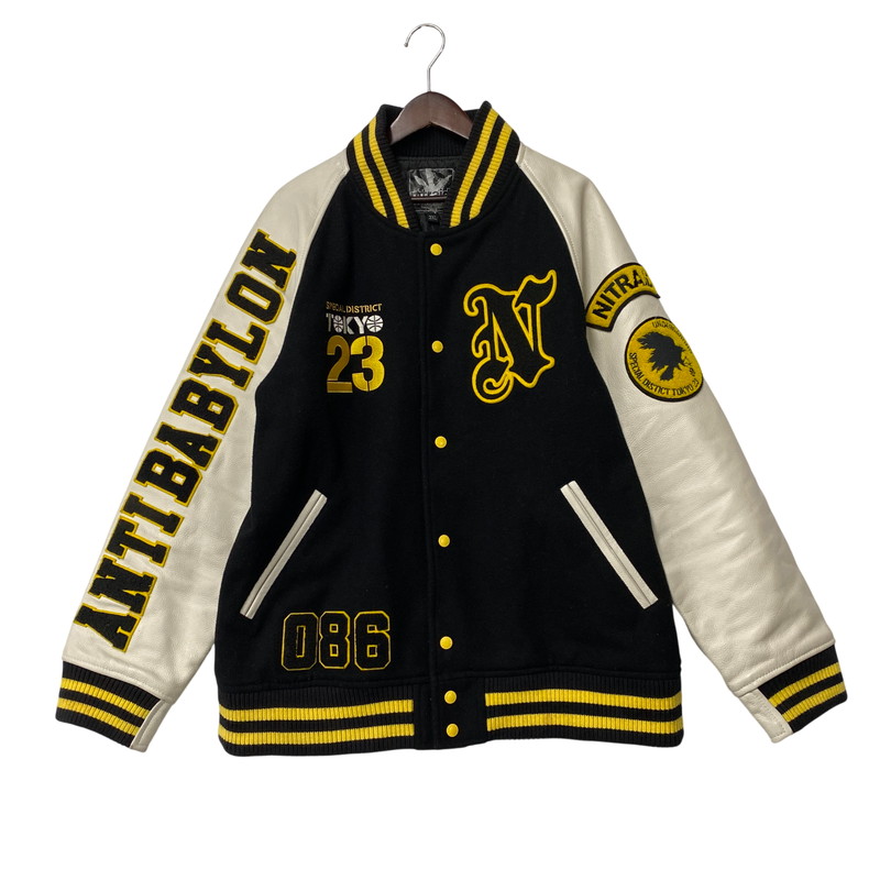 【中古品】【メンズ】 NITRAID ナイトレイド NR011-HJ07 MELTON STADIUM JUMPER メルトン スタジアム ジャンパー アウター 142-260710-cs-10-izu サイズ：2XL カラー：ブラック&times;ホワイト 万代Net店｜万代Net店
