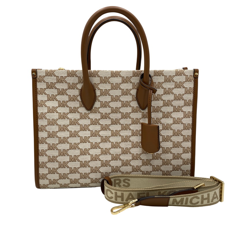 【中古美品】【レディース】 MICHAEL KORS マイケルコース 35S2G7ZT6J SIGNATURE 2WAY HAND BAG シグネチャー ハンド バッグ カバン 188-260713-kh-01-izu カラー：ベージュ&times;ブラウン 万代Net店｜万代Net店