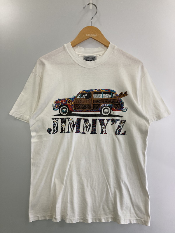 百貨店SALE 30%OFF~【中古品】【メンズ】  JIMMY\u0027Z 80-90\u0027s WOODY WAGON PRINT TEE ジミーズ 刷り上げるティーシャツ 半袖ティーシャツ トップス 146-250508-yn-01-時間 大きさ：M 色つや：白いこと 生生世世Net店