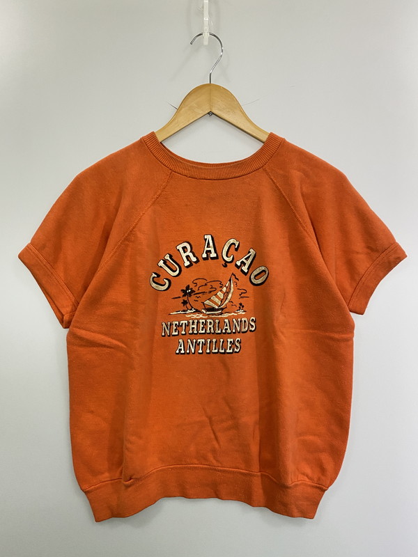 【中古品】【メンズ】  CURACAO キュラソー 60S CURACAO S S SWEATSHIRT 60年月日 キュラソー 半袖 流汗 プルオーバー 半袖 調教師 刷り上げるＴシャツ 146-250616-em-35-時間 色つや：オレンジ色 生生世世Net店