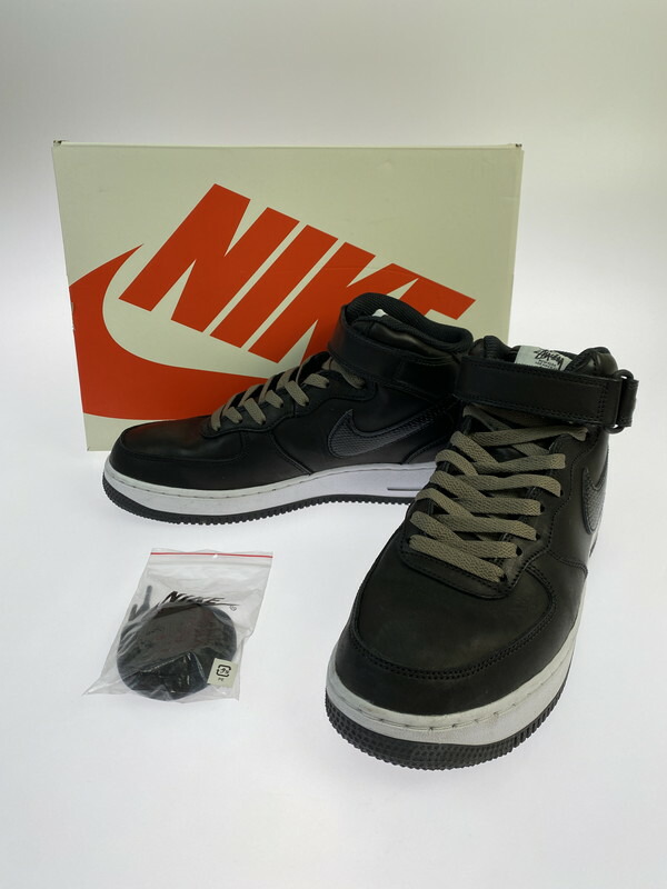 【中古品】【メンズ】 NIKE ナイキ × STUSSY ステューシー AIR FORCE 1 MID BLACK BLACK DJ7840-001 エア フォース 1 ミッド スニーカー メンズ シューズ 靴 160-250718-em-24-min サイズ：26.5cm US8.5 カラー：ブラックブラック 万代Net店