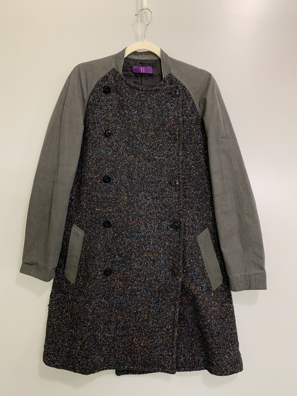 百貨店SALE 30%OFF~【中古品】【レディース】 Y\u0027s ワイズ ダブル乳ぶさ ツイードロングコート YD-C08-811 レディース アウター 168-250829-em-45-時間 色つや：薄墨色 生生世世Net店