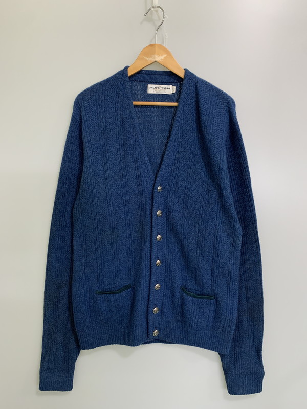 【中古品】【メンズ】 PURITAN SPORTSWERE ピューリタン スポーツウェア WOOL ACRYLIC CARDIGAN アクリル痕 ウールカーディガン トップス 146-250910-kk-10-min サイズ：M カラー：ブルー 万代Net店｜万代Net店