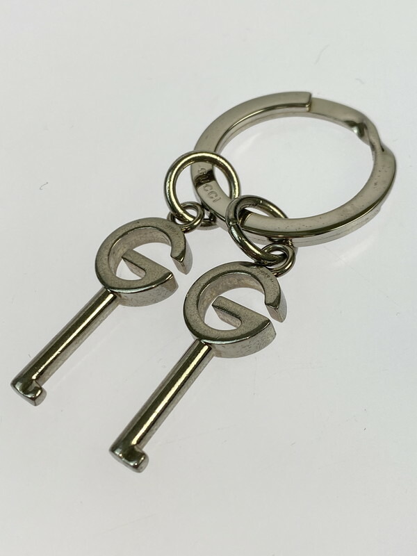 X　GUCCI　グッチシマキーリング グッチ] グッチ キーリング グッチシマ 黒 シルバー金具 高価