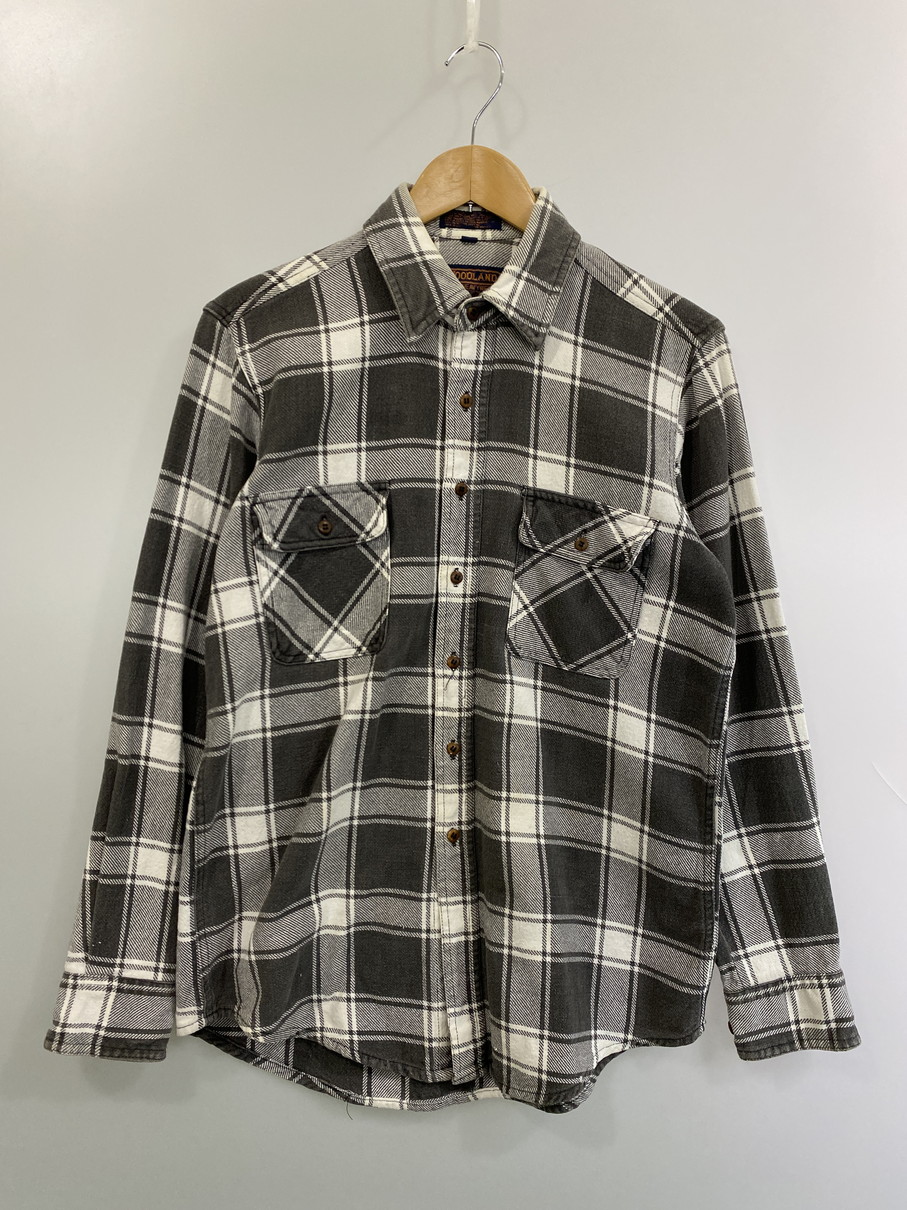 【中古品】【メンズ】  WOODLAND ウッドランド ヘビーネルシャツ メンズ トップス 読み合わせるプルオーバー 綿織物 146-250926-em-37-時間 大きさ：M 色合い：白いこと/薄墨色（読み合わせる柄） 未来永劫Net店