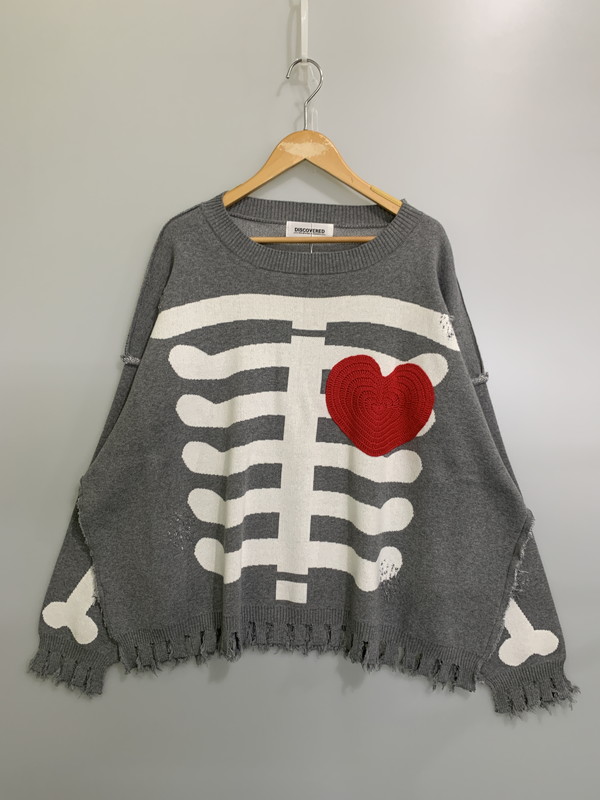 【中古美品】【メンズ】 DISCOVERED ディスカバード DC-CL-KN-01 BONE KNIT ボーン ニット トップス 140-250927-ks-56-min サイズ：3 カラー：グレー 万代Net店