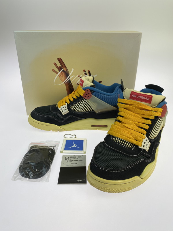 百貨店SALE 30%OFF~【中古品】【メンズ】 NIKE ナイキ × UNION 単位労働組合 別注 共同研究 AIR JORDAN 4 RETRO SP DC9533-001 エア湖 ジョーダン 4 レトロ 特別 スニーカー 靴 160-251002-kk-17-時間 色つや：OFF NOIR/LIGHT FUSION RED 生生世世Net店