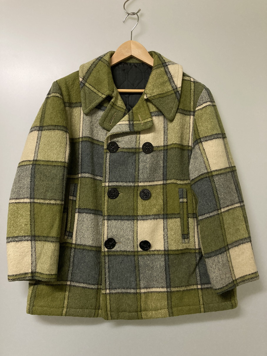 百貨店SALE 30%OFF~【中古品】【メンズ】  UNKNOWN 60-70S CHECK PEA COAT 照合のしるし 厚地の外套 アウター 146-251005-ks-07-時間 大きさ：曖昧模糊たる 色つや：緑であること系 生生世世Net店