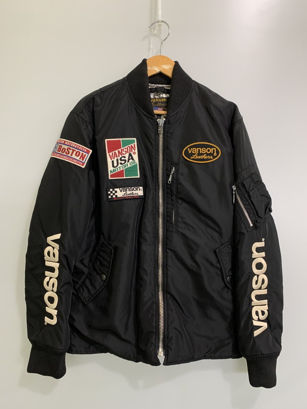 百貨店SALE 30%OFF~【中古品】【メンズ】 VANSON バンソン MA-1 FLIGHT JACKET NVJK-2308 開けはなし下つ方 MA-1 航空上衣 アウター 145-251010-yn-25-時間 大きさ：L 色つや：黒いこと 生生世世Net店