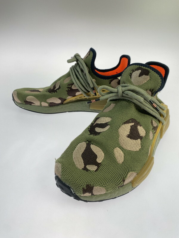 【中古品】【メンズ】 adidas アディダス × PHARRELL WILLIAMS ファレル・ウィリアムス 別注 コラボ HU NMD スニーカー 靴 161-251021-kk-57-min カラー：OLIVE/ORANGE 万代Net店