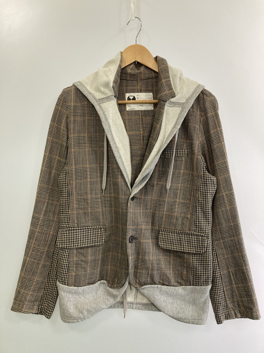 百貨店SALE 30%OFF~【現況乗り合い船品】【メンズ】  FINAL HOME ファイナル老人ホーム 06AW HYBRID HOODED BLAZER 変わり種 フーディー スポーツジャケット メンズ アウター 140-251024-em-22-時間 大いさ：F 色合い：赤銅色系（読み合わせる柄） 生生世世Net店