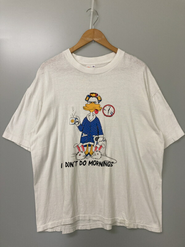 【現状渡し品】【メンズ】 USED 90S I DON'T DO MORNINGS TEE ショートスリーブ 146-251101-AS-23-min サイズ：XL カラー：ホワイト 万代Net店