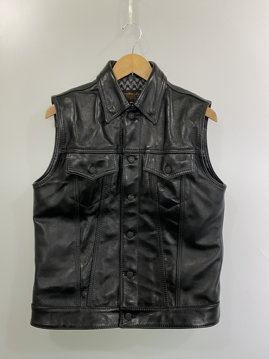 百貨店SALE 30%OFF~【中古品】【メンズ】 WESTRIDE ウエストライド GOAT SKIN DEAN VEST ゴートスキンディーンベスト 145-251102-zi-08-時間 大きさ：40 色合い：黒いこと 未来永劫Net店