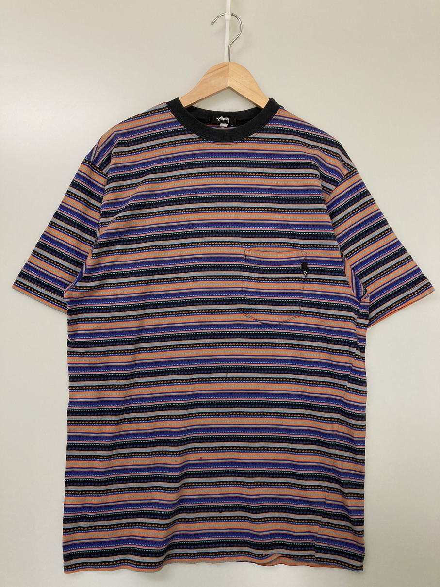 【中古品】【メンズ】 OLD STUSSY オールドステューシー 80S JACQUARD DESIGN POCKET TEE ポケットTシャツ ショートスリーブ 142-251111-AS-5-min サイズ：M カラー：マルチカラー 万代Net店