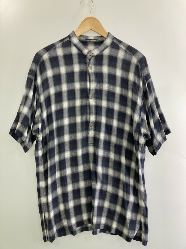 【中古品】【メンズ】 ISSEY MIYAKE イッセイミヤケ 80's OMBRE CHECK PULLOVER S/S SHIRT VINTAGE 80年代 オンブレチェック プルオーバー ショートスリーブシャツ 半袖 トップス ヴィンテージ 140-251201-kk-45-min サイズ：M カラー：ネイビー 万代Net店