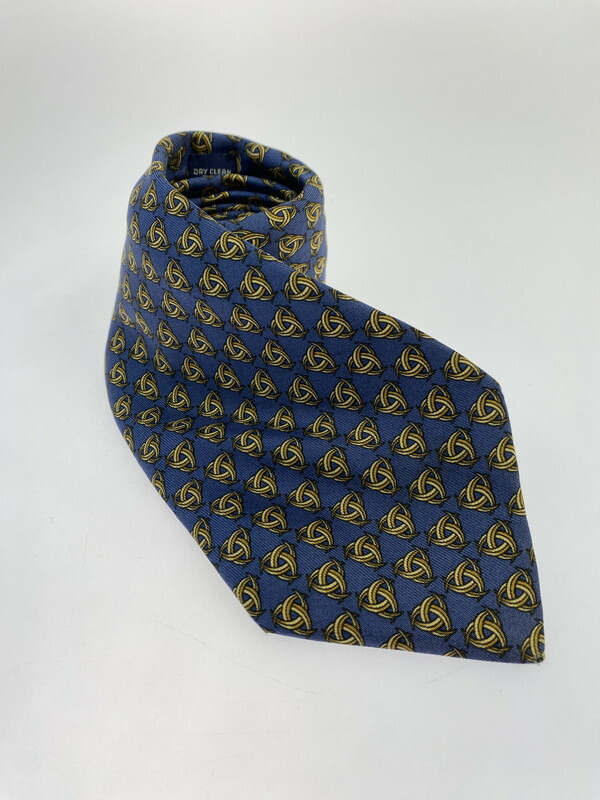【中古品】【メンズ】 HERMES エルメス SILK TIE ネクタイ シルクタイ スーツ用小物 服飾雑貨 トリニティ 刃柄 183-251209-kk-16-min カラー：ネイビー 万代Net店