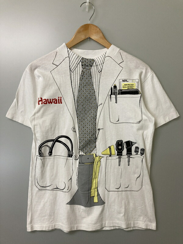 【中古品】【メンズ】 LESLIE ARWIN レスリー アーウィン DOCTOR'S COAT 80S TEE ドクター ラボコート アメリカ製 シングルステッチ T シャツ メンズ トップス 146-251223-em-44-min サイズ：M カラー：ホワイト 万代Net店