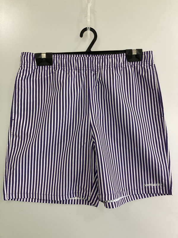 【中古美品】【メンズ】 CARHARTT WIP カーハートダブリューアイピー ISLAND SWIM STRIPE TRUNKS アイランド スイム ストライプ トランクス 153-251230-zi-43-min サイズ：M カラー：パープル/ホワイト 万代Net店