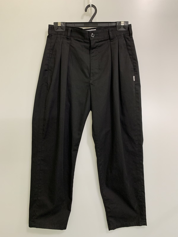 【中古品】【メンズ】 WTAPS ダブルタップス 23AW TRDT1802/TROUSERS/CTPL.TWILL TROUSERS CTPL. TWILL 232TQDT-PTM06 2タックトラウザーズ ボトムス パンツ 153-260107-kk-43-min サイズ:1 カラー:ブラック 万代Net店|万代Net店
