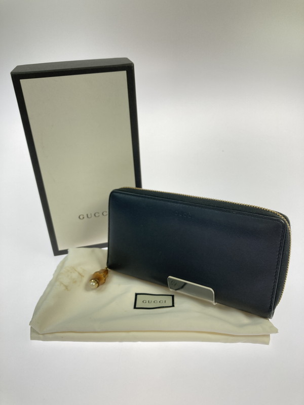 【中古品】【レディース】 GUCCI グッチ ニムフェア バンブー ラウンド長紙入れ 453158 レディース ウォレット 地びたジッパー  181-260125-em-08-時間 色合い：黒いこと 万劫末代Net店