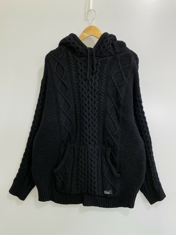 【中古品】【メンズ】 F.A.T. エフエイティー F32420-KN06-AB ウールヤーン フィッシャーマンニットパーカ アウター 142-260203-AS-8-min サイズ：JUMBO カラー：ブラック 万代Net店