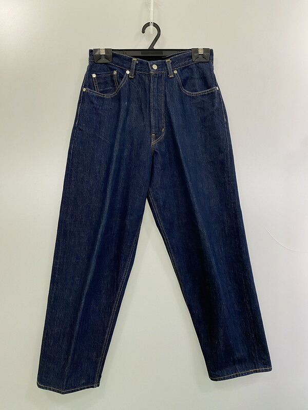 【中古品】【メンズ】 markaware マーカウェア FRONT PLEATS PEGTOP SIDELINE ORGANIC WOOL TROPICAL A18A-22PT02C フロントプリーツ レグトップ サイドライン オーガニック ウール トロピカルパンツ ボトムス 151-260214-kk-20-min サイズ：1 カラー：インディゴ 万代Net店