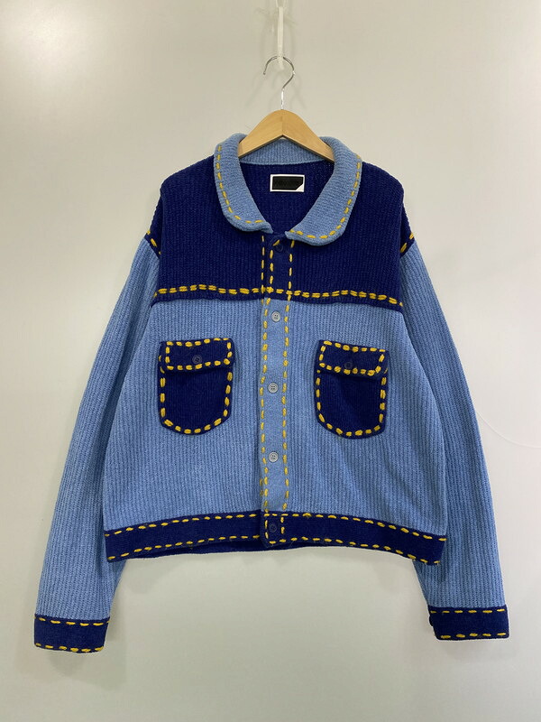 【中古品】【メンズ】 PHINGERIN フィンガリン 24AW PG1 KNIT PD-242-KN-011 ニットジャケット ライトアウター 140-260214-kk-04-min サイズ：L カラー：SAX×BLUEBLUE 万代Net店