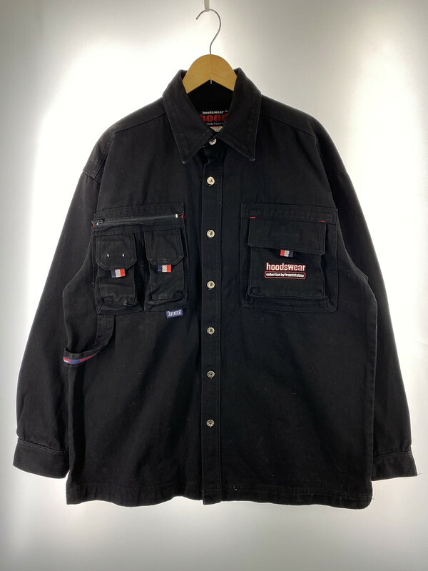 【中古品】【メンズ】  HOODSWEAR フッドスウェアー HOOD BLACK DENIM COVERALL ボンネット 黒いこと ジーンズ 押しかぶせる櫂 上衣 146-260215-SH-11-時間 大きさ：L 未来永劫Net店
