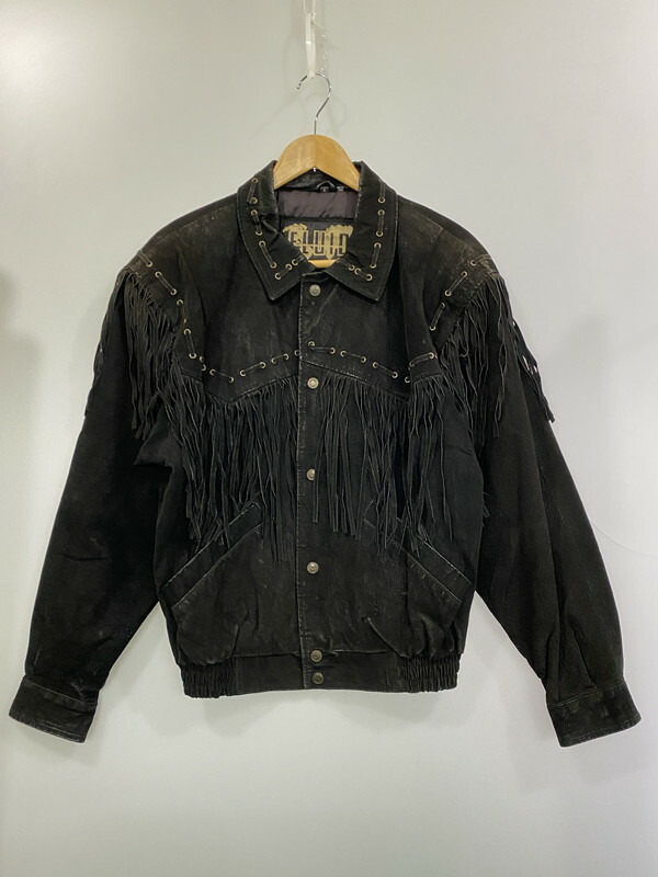 【中古品】【メンズ】 FLUID INTERNATIONALE フリュイド アンテルナショナル FRINGE JACKET フリンジ ジャケット ライダースジャケット メンズ アウター 146-260220-em-55-min サイズ：S カラー：ブラック 万代Net店