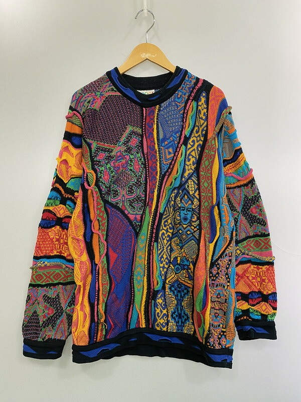 百貨店SALE 20%OFF~【中古品】【メンズ】  COOGI クージー PSYCHEDELIC 3D KNIT サイケデリック スリーディー 編み物 メンズ トップス 綿織物 スウェーター 146-260227-em-41-時間 大きさ：L 色つや：マルチ色つや 生生世世Net店