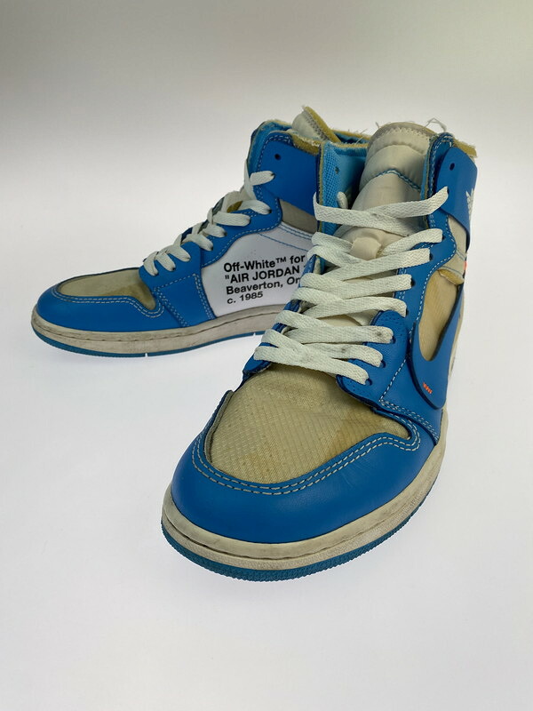 百貨店SALE 20%OFF~【中古品】【メンズ】 NIKE ナイキ × OFF-WHITE 象牙色 AIR JORDAN 1 HIGH UNC AQ0818-148 エアジョーダン1 御機嫌 UNC メンズ シューズ 靴 スニーカー 160-260227-em-68-時間 大いさ：27.0糎 色合い：WHITE DARK POWDER BLUE 生生世世Net店