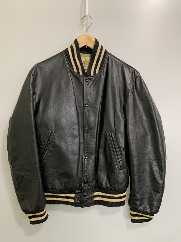 【現状渡し品】【メンズ】 Golden Bear ゴールデンベア FULL LEATHER LEATHER STADIUM JACKET フルレザー スタジアムジャケット アウター 146-260228-SH-21-min サイズ：M カラー：ブラック 万代Net店
