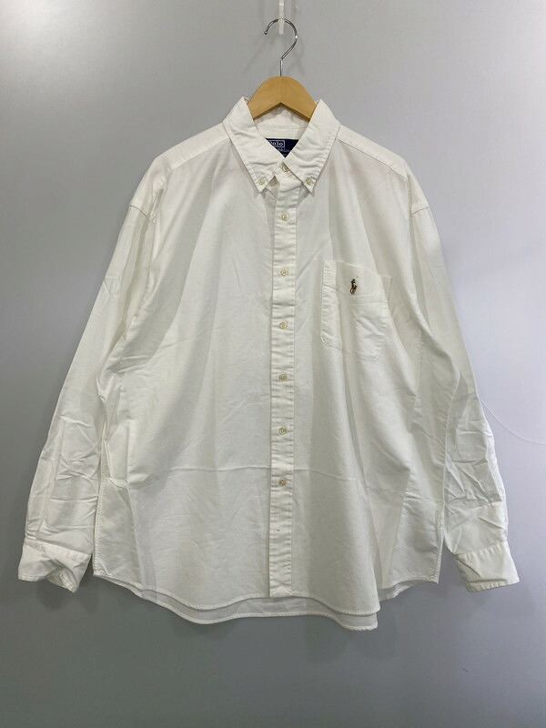 【中古品】【メンズ】 POLO RALPH LAUREN ポロ・ラルフローレン BIG FIT OXFORD SHIRTS ビッグ フィット オックスフォード シャツ メンズ トップス ボタンダウン 長袖 147-260303-em-13-min サイズ：L カラー：ホワイト 万代Net店