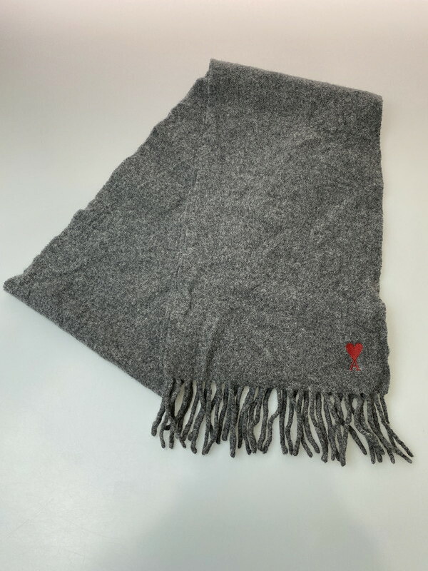 【中古品】【メンズ/レディース】  AMI PARIS 意中の女パリス LOGO MUFFLER えり巻き 187-260305-AS-55-時間 色つや：薄墨色 生生世世Net店