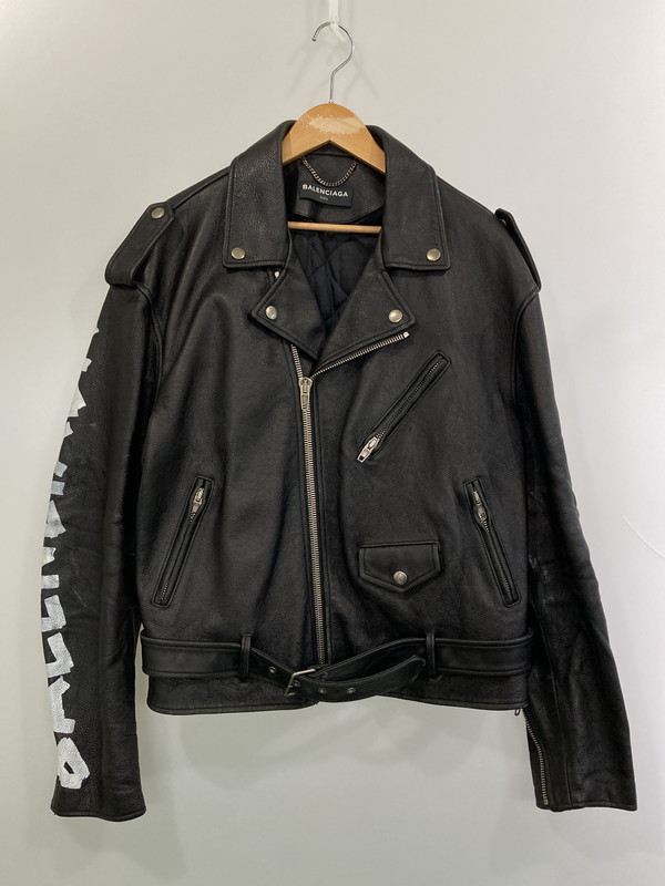 【中古品】【メンズ】 BALENCIAGA バレンシアガ AINT BIKET JACKET 18SS 485711 TWH15 ペインテッドバイカージャケット アウター 141-260313-yn-25-min サイズ:44 カラー:ブラック 万代Net店|万代Net店