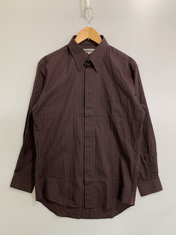 【中古品】【メンズ】  GAULTIER HOMME OBJET ジャン極点 ゴルチエ オム オブジェ STRIPE SHIRT 縞模様プルオーバー メンズ トップス ボタンダウンシャツ 141-260322-em-14-時間 大きさ：48 色合い：黒いこと/赤いこと（縞模様） 未来永劫Net店