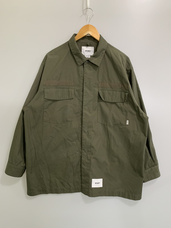 【中古品】【メンズ】 WTAPS ダブルタップス HUEY LS CTPL.WEATHER 222BRDT-SHM03 ヒューイ 綿織物ポリエステル 気象状況 ロングスリーブシャツ アウター 142-260328-SH-15-時間 大きさ：03 色つや：オリーブ 生生世世Net店