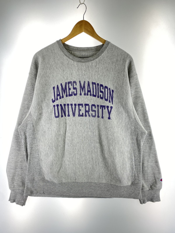 【中古品】【メンズ】 Champion はやりっ児 00S JAMES MADISON UNIVERSITY REVERSE WEAVE SWEATSHIRT トレーナー 146-260331-zi-35-時間 大きさ：M 色合い：薄墨色 未来永劫Net店