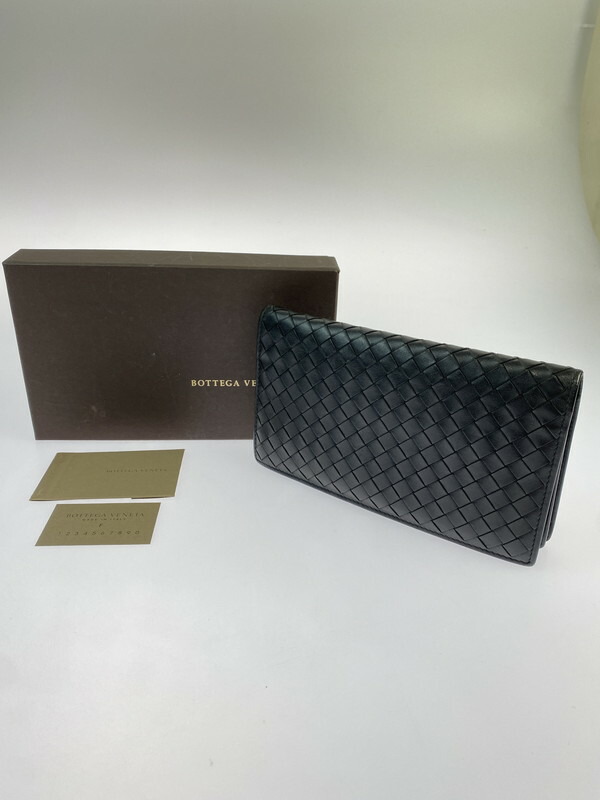 【中古品】【メンズ/レディース】 BOTTEGAVENETA ボッテガヴェネタ イントレチャート 長紙入れ ロング ウォレット メンズ レディース 181-260403-em-53-時間 色つや：黒いこと 生生世世Net店