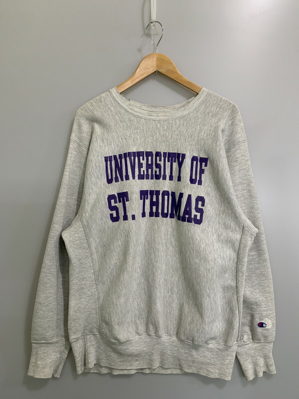 【現況乗り合い船品】【メンズ】 Champion はやりっ児 90\u0027s UNIVERSITY OF ST.THOMAS REVERSE WEAVE CREWNECK SWEATSHIRT 90年月日 仙・トーマス分科大学 リバースウィーブ クルーネックスウェットシャツ トップス 146-260404-kk-06-時間 大きさ：XL 色合い：薄墨色 未来永劫Net店