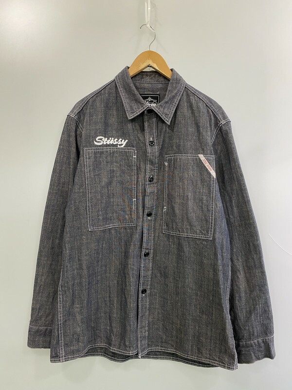 【中古品】【メンズ】 STUSSY ステューシー WORKGEAR DENIM SHIRT デニムシャツ ロングスリーブ 142-260407-AS-61-min サイズ：JUMBO カラー：ブラック 万代Net店