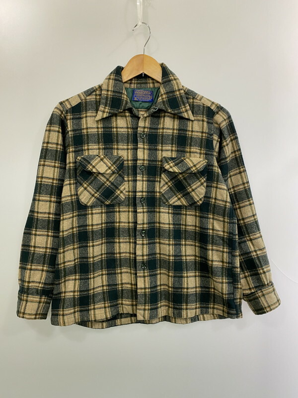 【現況乗り合い船品】【メンズ】 PENDLETON ペンドルトン PENDLETON ペンドルトン 70S WOOL CHECK SHIRT ウールチェックシャツ 146-260408-zi-19-時間 大きさ：M 色合い：緑であること/ベージュ 未来永劫Net店