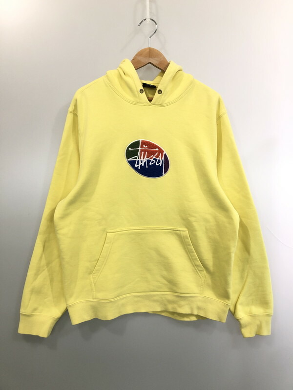 【中古品】【メンズ】 STUSSY ステューシー OVAL LOGO HOODIE 118358 オーバルロゴフーディー メンズ パーカー トップス 142-260416-KS-34-時間 大きさ：M 色合い：黄色 未来永劫Net店