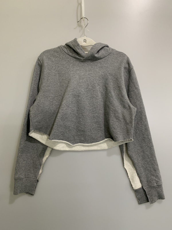 【中古品】【レディース】  MM6 エムエムシックス CROPPED PULLOVER HOODIE  S52GU0159 クロップド プルオーバーフーディー パーカー トップス 170-260424-jt-37-時間 大きさ：S 色つや：薄墨色 生生世世Net店