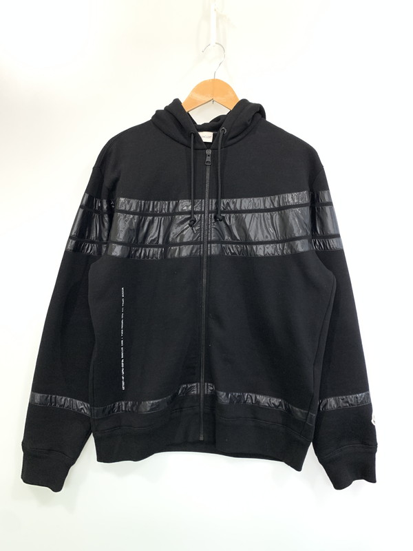【中古品】【メンズ】  MONCLER モンク線路 × FRAGMENT DESIGN フラグメントデザイン 別注 共同研究 22AW NYLON STRIPES ZIP UP H209U8G00003 ナイロン ストライプス ジップアップ パーカー トップス 141-260429-kk-20-時間 大きさ：M 色合い：黒いこと 未来永劫Net店